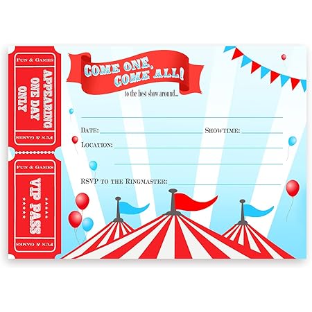 Amazon.com: Carousel LARGE Invitations AR - 20 Invitations 20 Envelopes ...