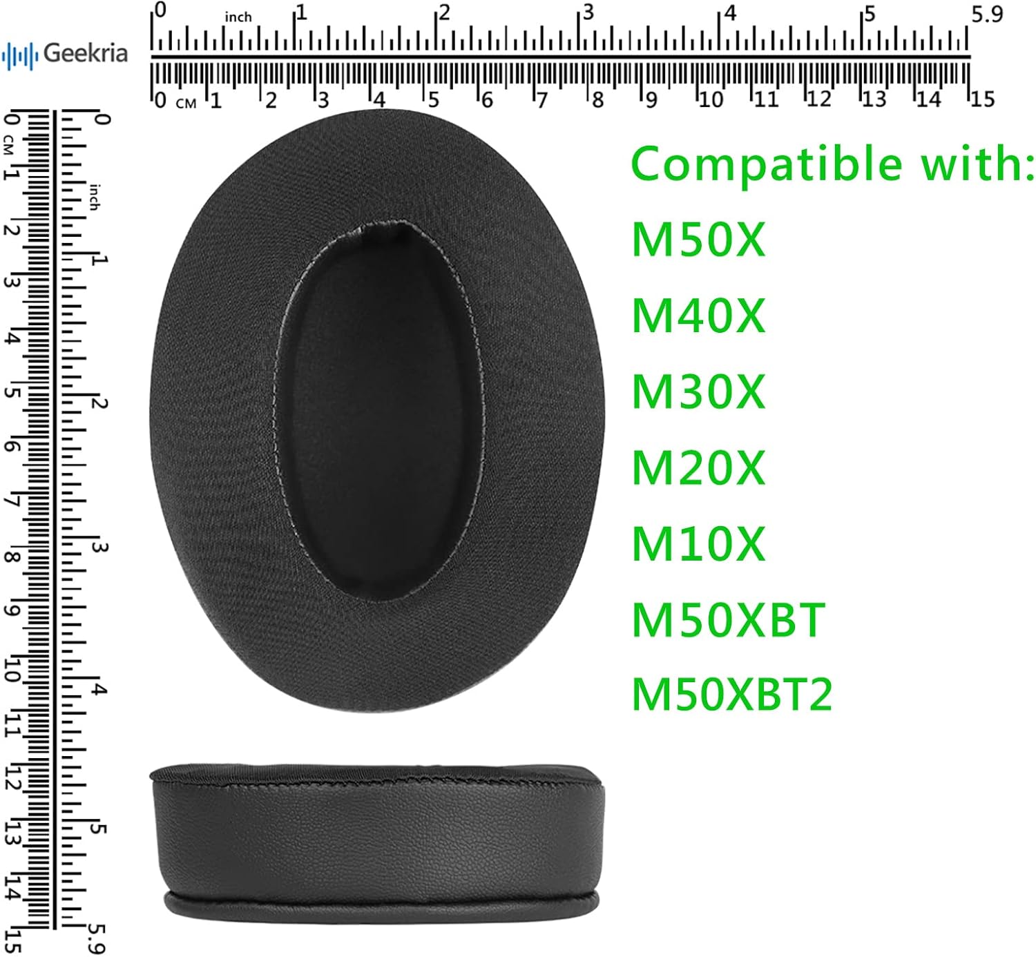 Geekria Sport Extra Thick Cooling-Gel Replacement Ear Pads for Audio-Technica ATH-M50X, M50XBT, M50, M50xBT2, ATH-M40X, M30, M20, M10 Headphones Ear Cushions, Repair Parts (Black)