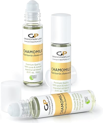 Aceite esencial de manzanilla de 0.3 fl oz, botella enrollable de aceite individual, prediluido y listo para aplicar, 100% puro y calidad