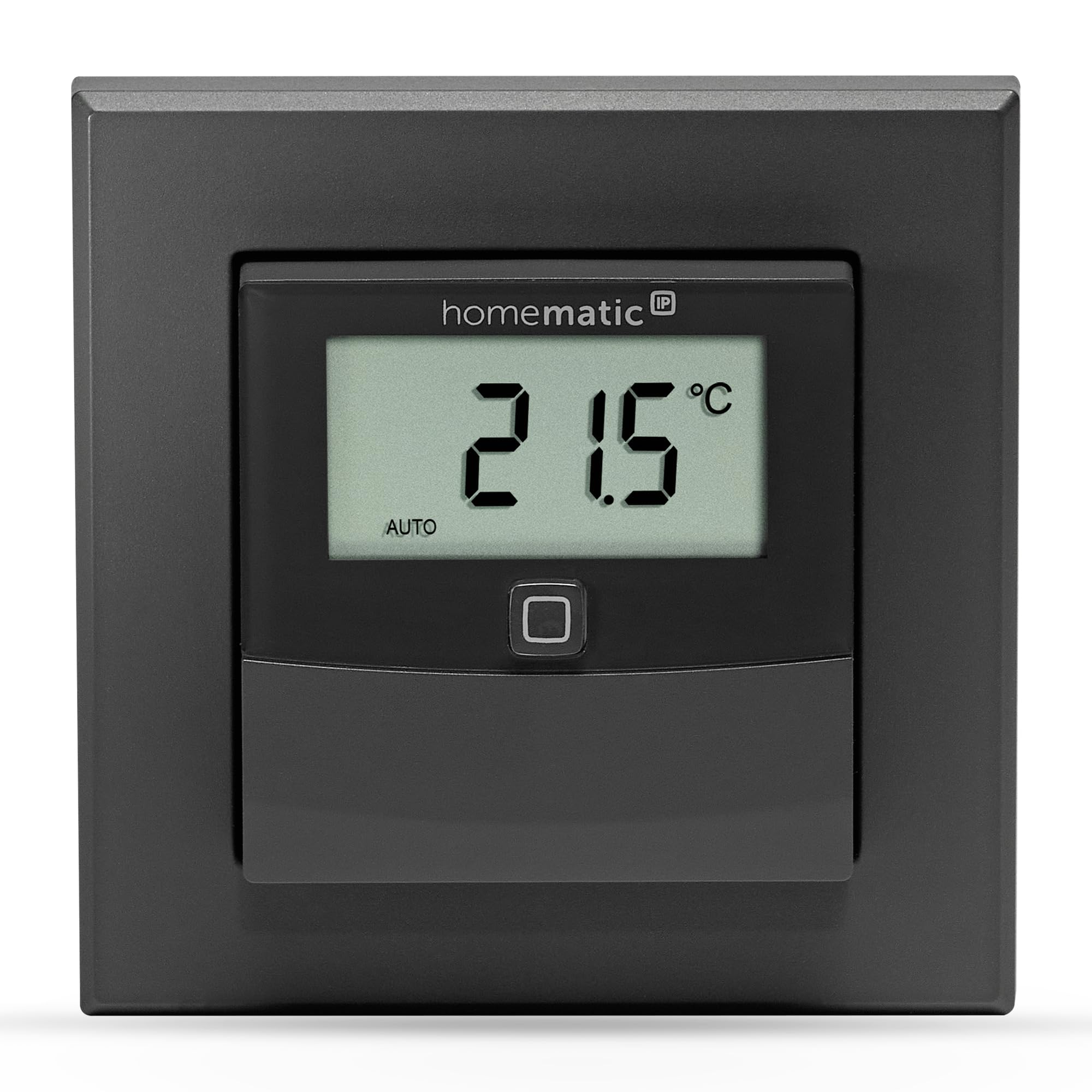 Homematic IP Smart Home Temperature and Humidity Sensor with Display - Indoor, Controls Radiator/Underfloor Heating Via App, Alexa, Google Assistant, Energy Saving, Anthracite, 160551A0