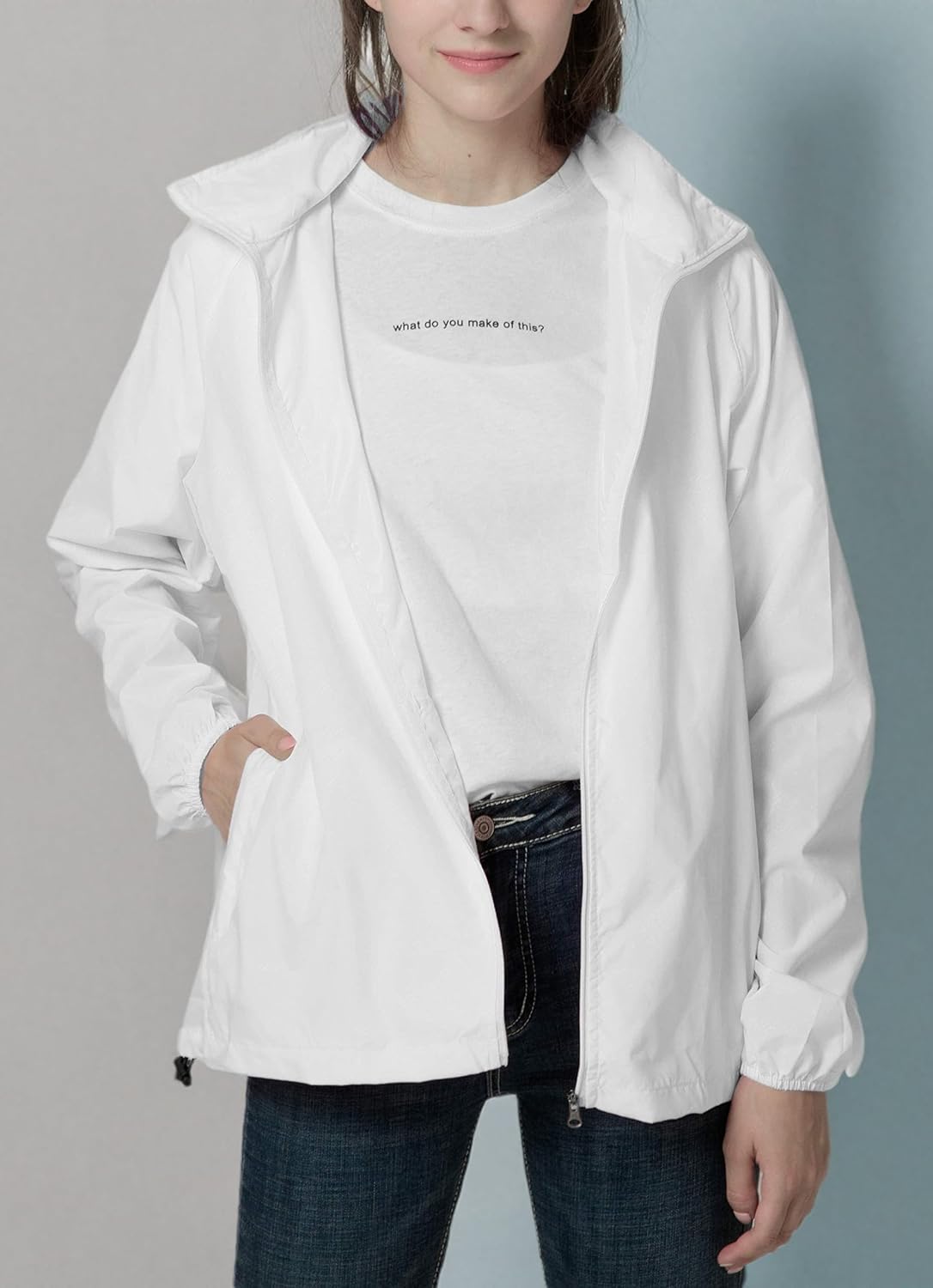 Spmor Women's Lightweight Waterproof Jacket Packable Windbreaker Running Coat - Image 9