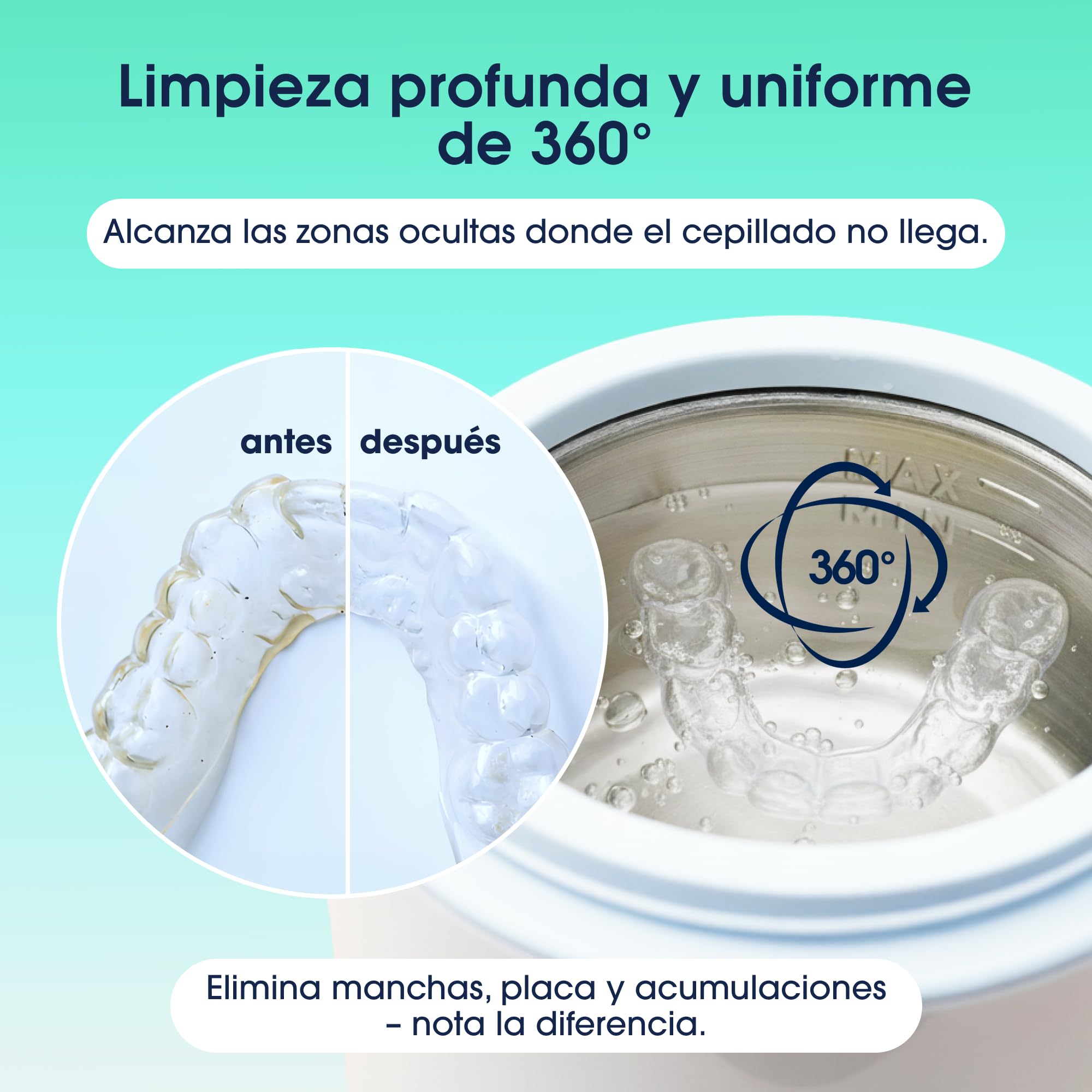 ZENT SoniQWave Limpiador Ultrasonidos Dental 200 ml 36-41 kHz 78 x 98 mm - Ultrasonidos Limpieza de Férula Dental, Joyería y Relojes - Tecnología FullWave & Acero Inox SUS304