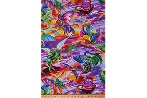 Cotton Dragons Flying Mythical Creatures Fabric