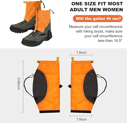 Miniatura 12 de Waterproof Gators for Hiking Boots and Shoes Lightweight Adjustable Leg Gaiters for Men Women Gaiters for Hiking Snowshoeing Gators impermeables