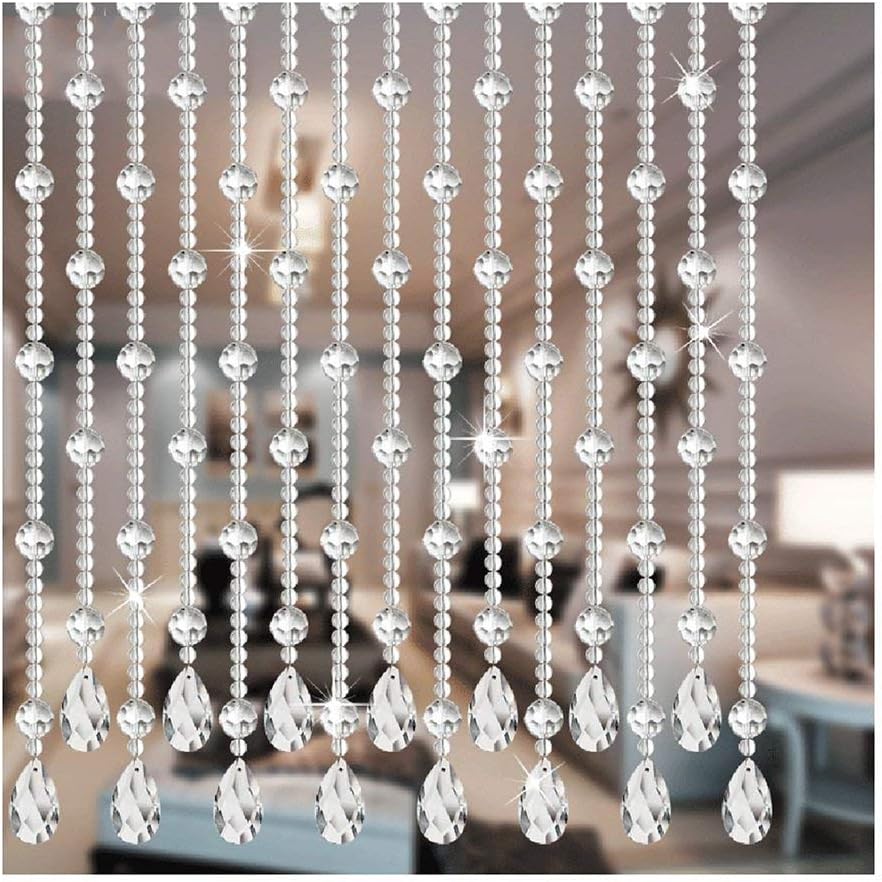 OKUOKA Curtains Bead Curtain Crystal Glass Feng Shui Entrance Bedroom Cut Off Living Room Indoor 4 Colors 16 Sizes (Color : C, Size : 85x80cm-25 Roots)