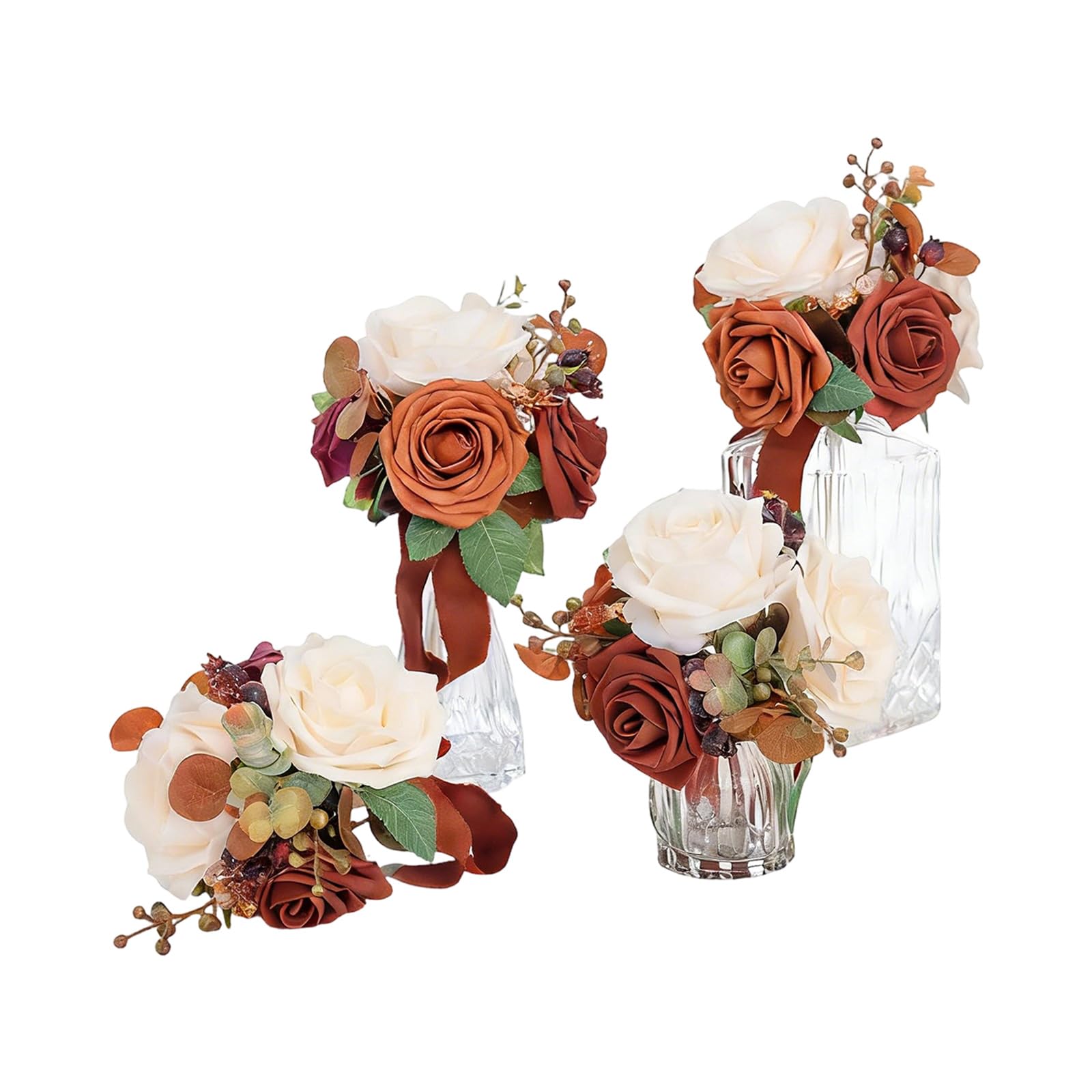 Kaeltsyn Of 4 Handcrafted Realistic Flower Bundles Outdoor Wedding Arrangement Suitable for Outdoor Weddings and Event Silk Flower