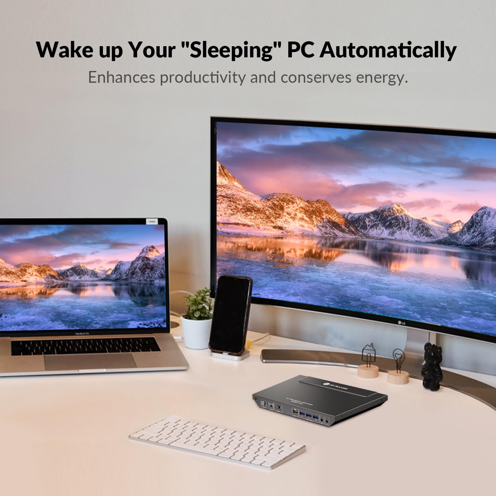 AV Access KVM Switch Doppio Monitor 2 Porte 4K@60Hz, 2K@144Hz, 1080P@240Hz, HDMI USB 3.0 Display Esteso 2 Monitor 2 Computer, Hotkey