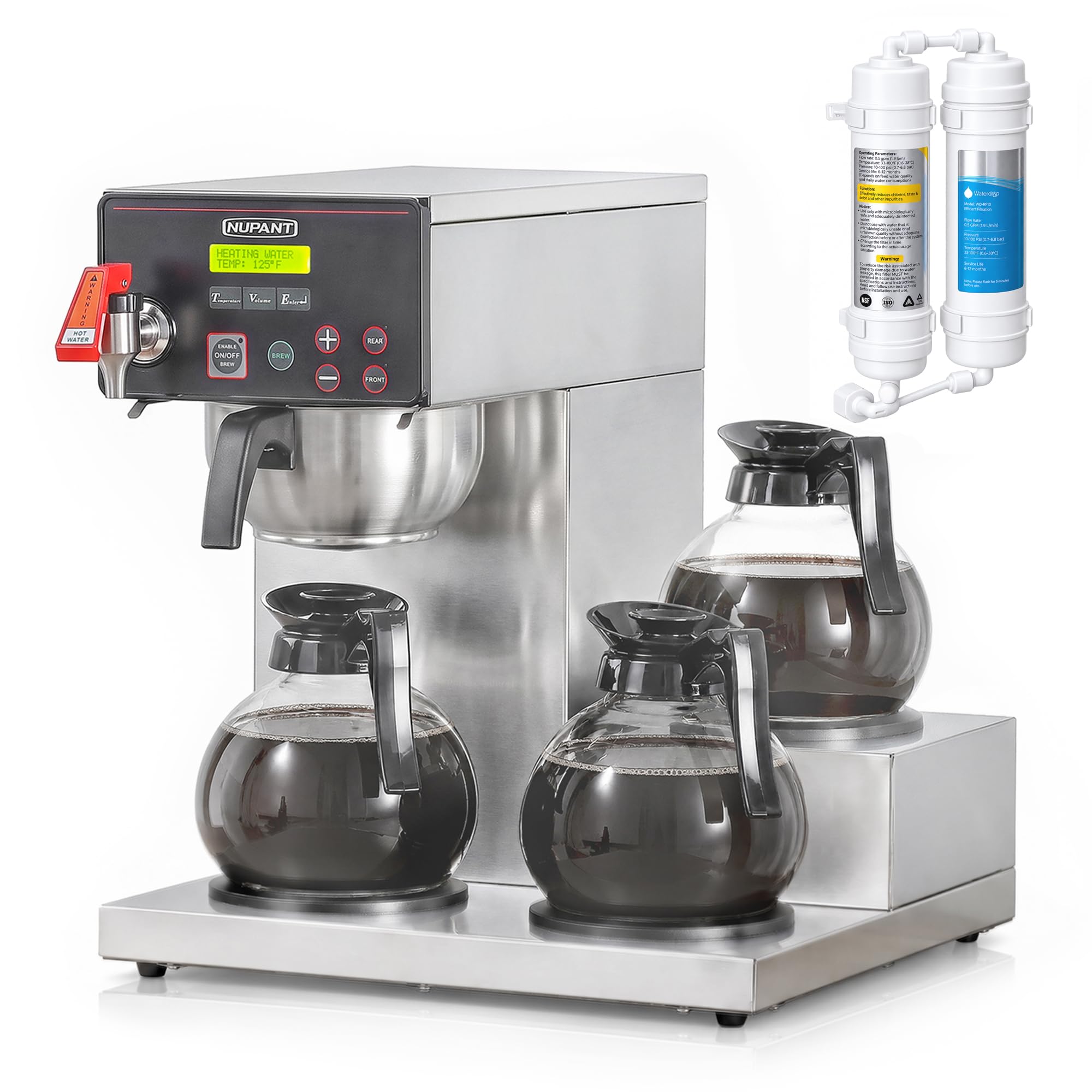 NUPANT 12 Cup Commercial Coffee Maker with Water Line Filter Auto-Fill Drip Coffee Machin…