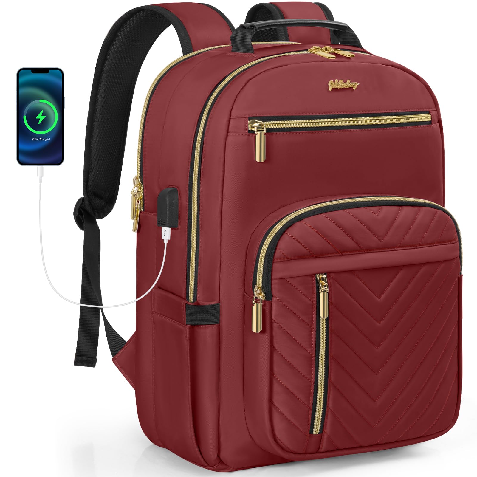 WELIDAY 15.6 Inch Laptop Backpack for Women, Large Capacity Travel Backpack Purse with Multiple Pockets and Compartments Work Business Backpacks