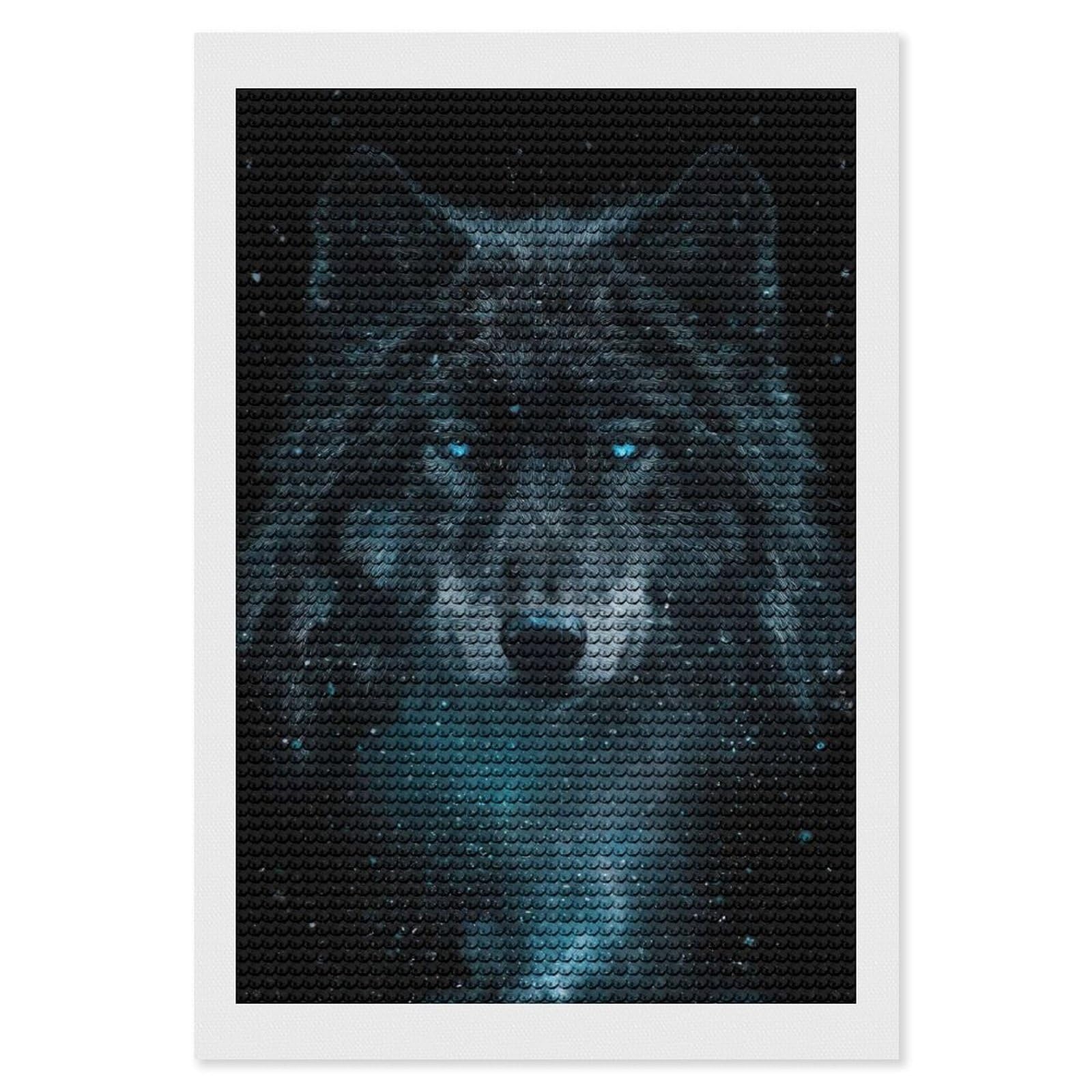 Junmoney Wolf Portrait with Blue Eyes Diamond Art Canvas 8"x12", for Teens, Nice Detail and Sparkle, Farmhouse Decor, Festive Craft Gift, Easy to Enjoy
