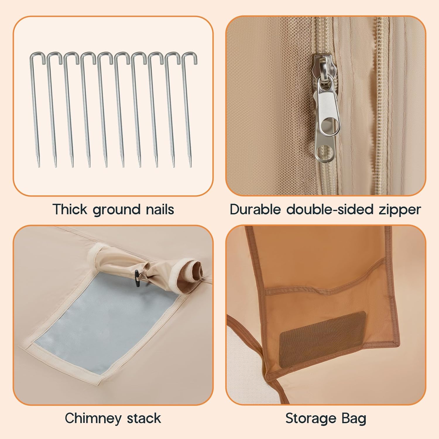 SPECRAFT Canvas Bell Yurt Tents & Inflatable Tent for Camping, Waterproof Glamping Tent with Stove Jack, Breathable Mesh, Snowproofing Spacious 4-Season Family Shelter for Outdoor, Camping, Parties