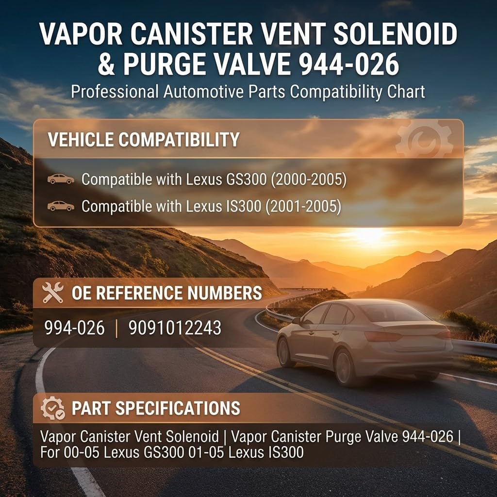Carbon Canister Purge Valve Solenoid Compatible with 2000-2005 Lexus GS300 2001-2005 IS300 Replace 9091012243 994-026