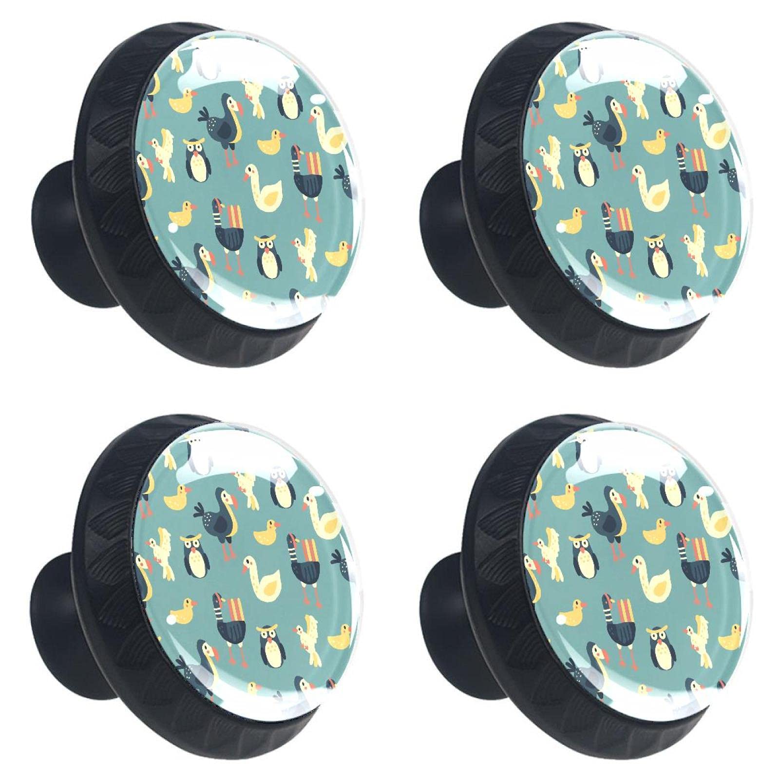 Boutons de placard en verre oiseau 30 mm avec vis pour meuble et tiroir de chambre
