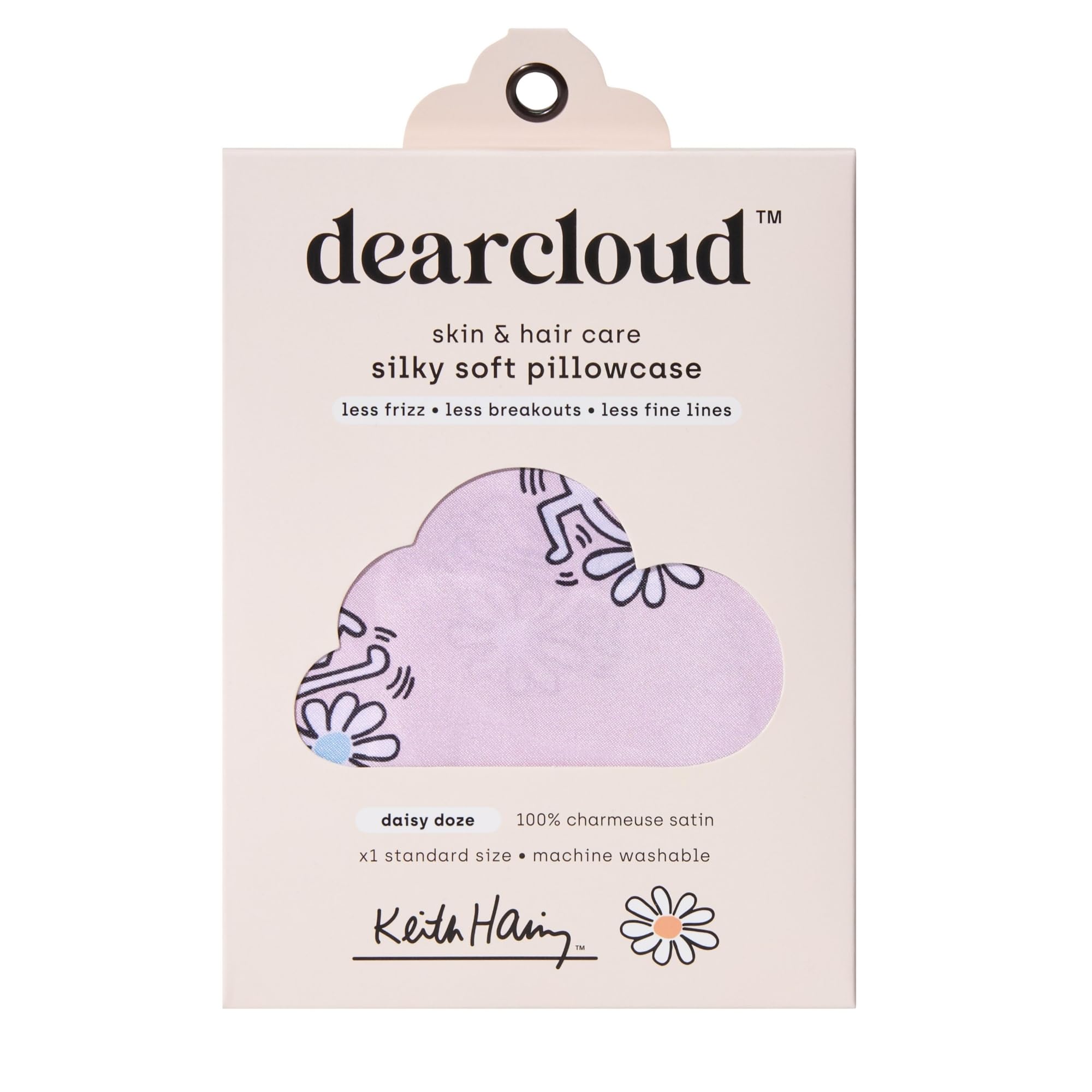 Keith Haring Satin Pillowcase - Hypoallergenic Pillowcase for Hair & Skin Care (Daisy Doze)