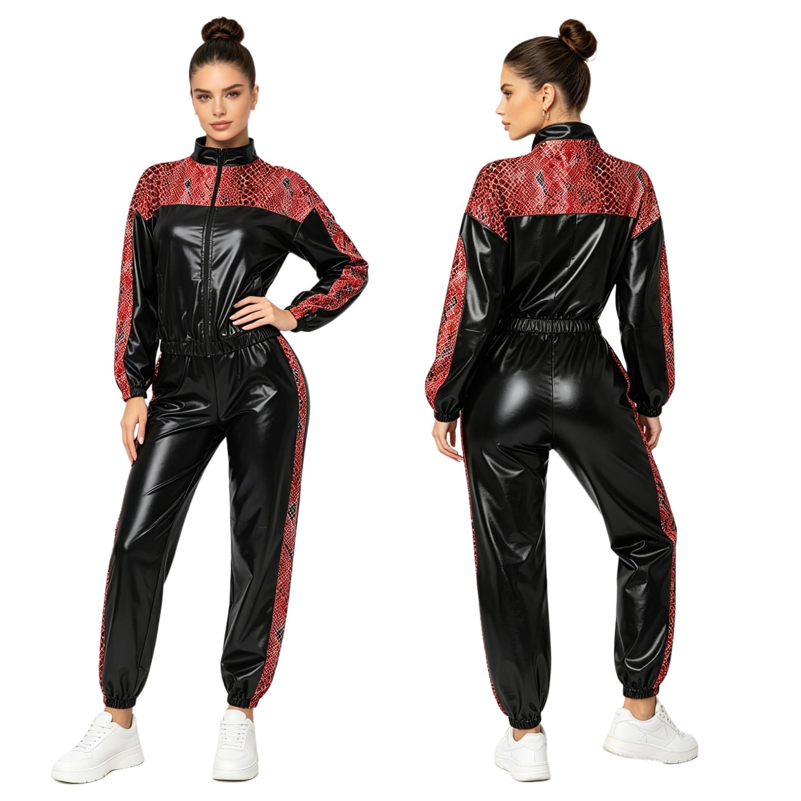FEESHOW Donna Completo Jogger Outfit Danza Jazz Divisa Sportiva Streetwear