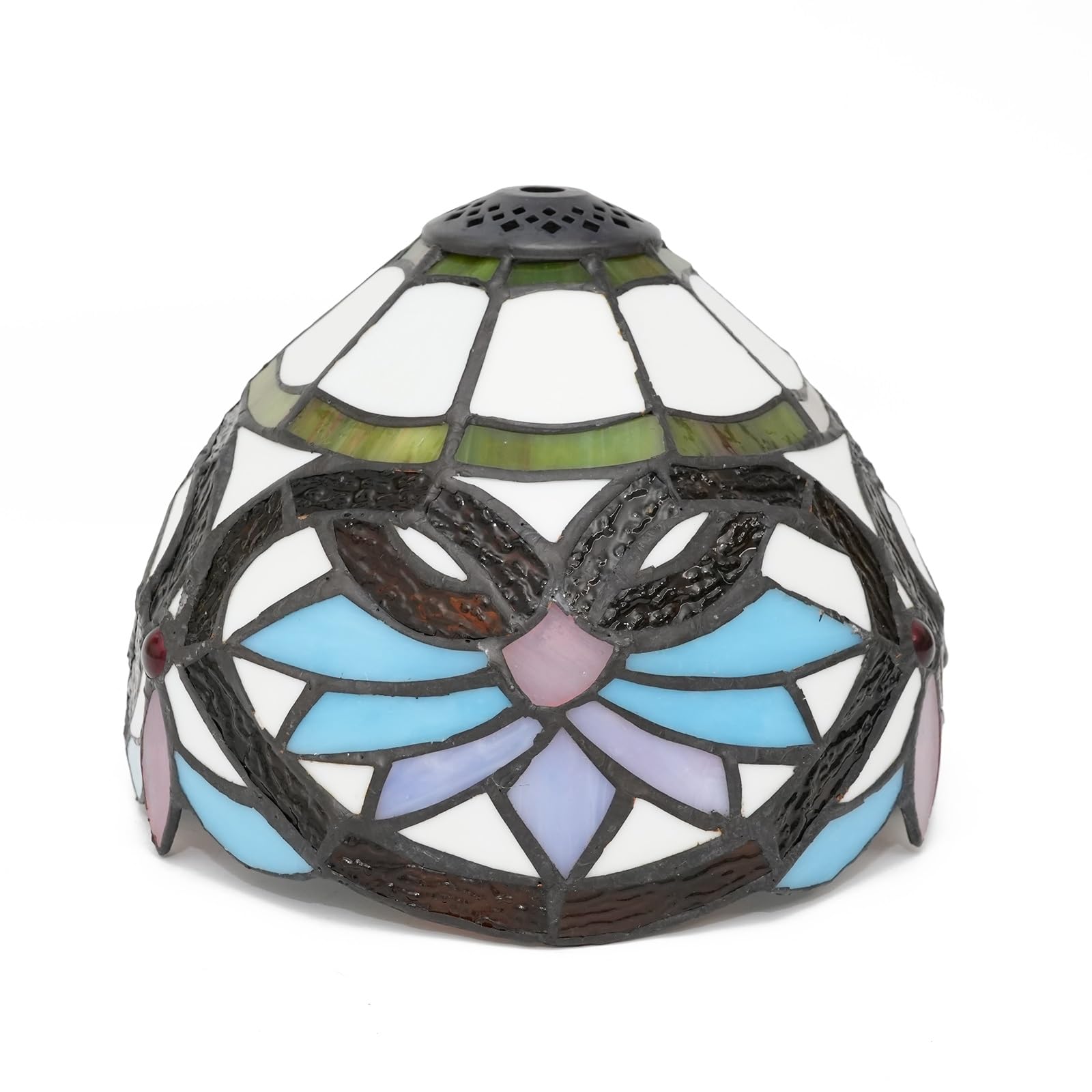 HJRegaFimu Shade Replacement 8" Blue Hearts Stained Glass Lamp Vintage Baroque Art Decor Small Opening Lampshades For Table Chandelier Light Wall Floor Lamps