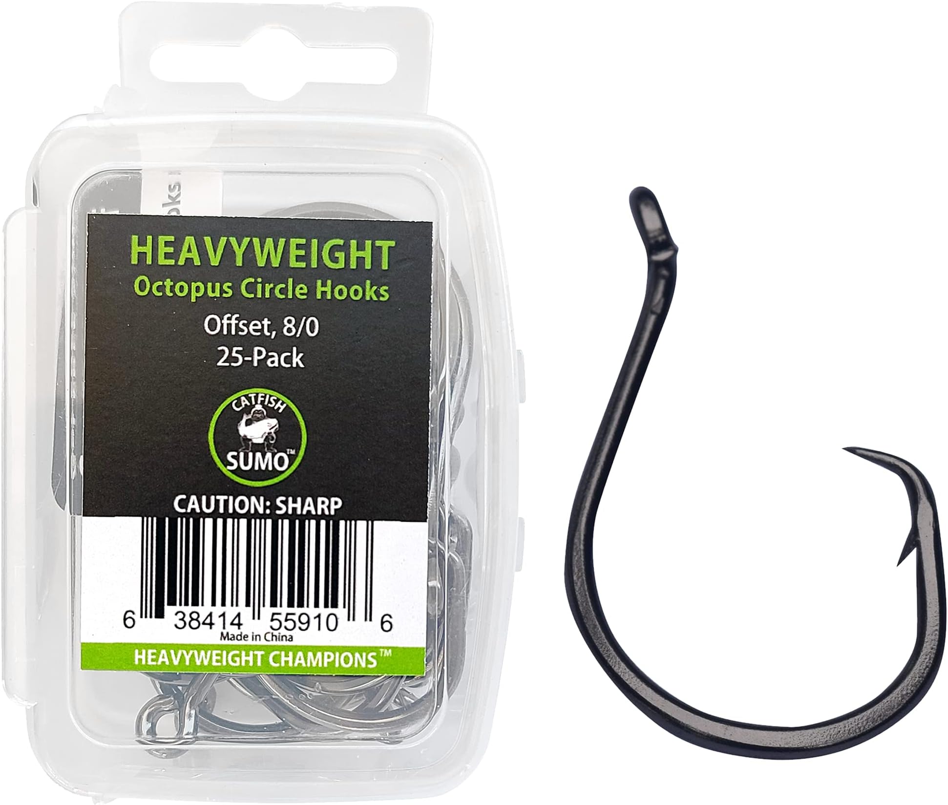Heavyweight Catfish Hooks - Offset Octopus Circle Hooks - 25 Pack