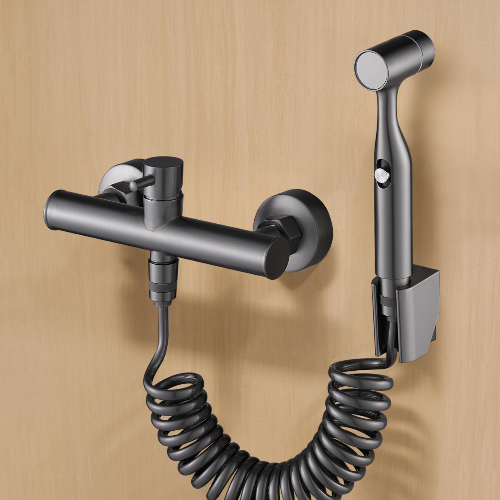 Hand Held Bidet Sprayer Grifo WC Higienico Mezclador De Agua Fría Y Caliente Soporte Ajustable De 30° Montado En La Pared Latón,Gris Pistola
