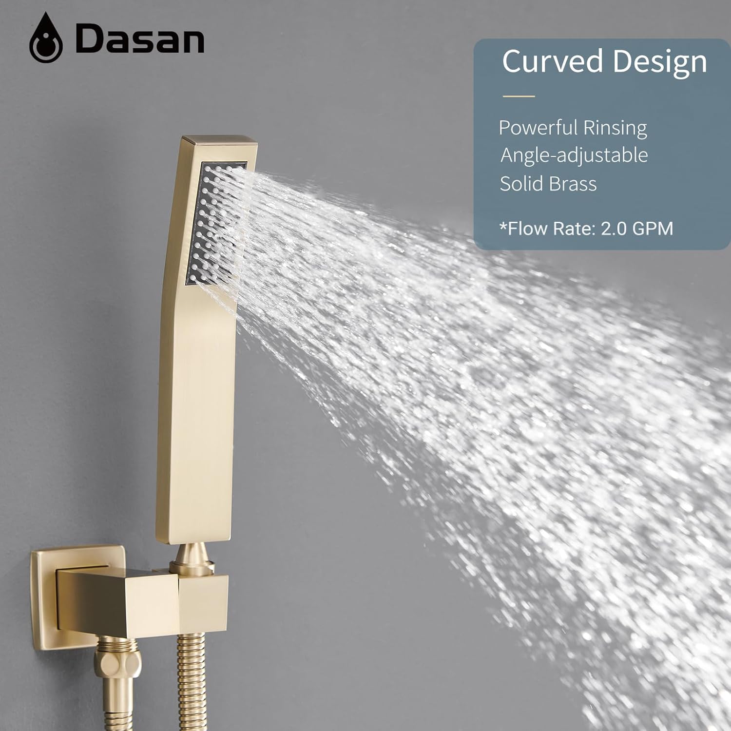 DASAN Tub Shower Faucets Sets Complete Brushed Gold Bathtub Shower System with Waterfall Tub Spout, Bathtub Faucet Set Tub and Shower Faucet Combo Trim Kit with Valve, DA-SS04BG-S10W