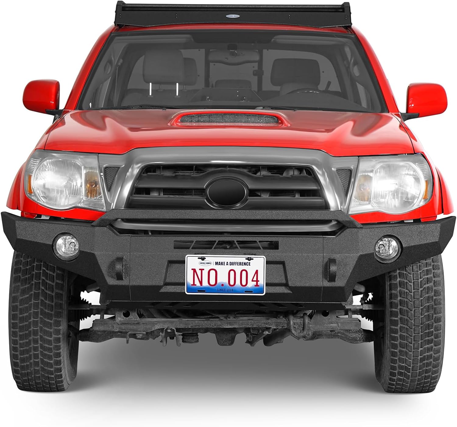 Hooke Road Tacoma Front Bumper Full Width Offroad Bumper w/Winch Plate & Skid Plate & LED Lights for Toyota Tacoma 2005 2006 2007 2008 2009 2010 2011 Trucks