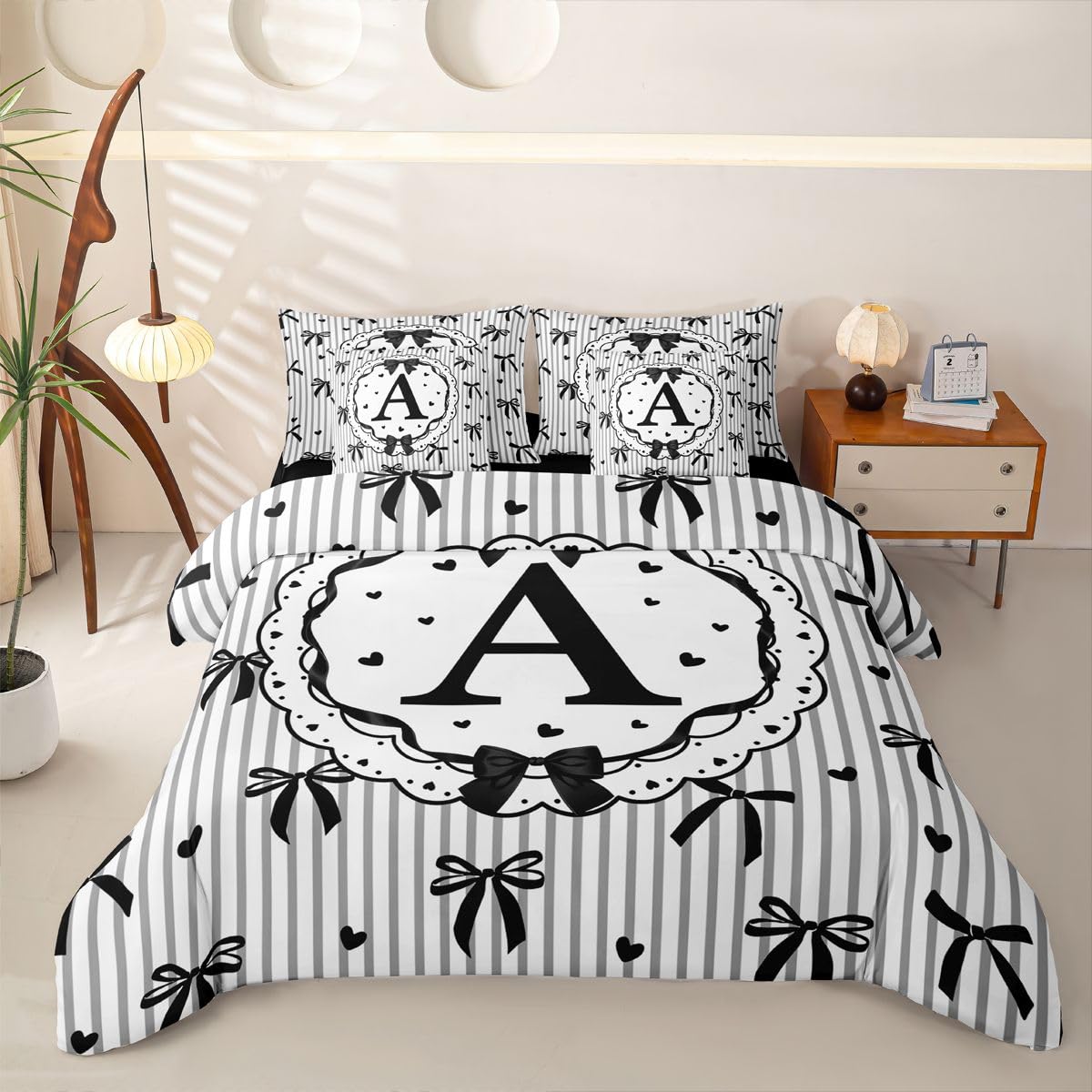 Loussiesd Set di biancheria da letto per bambini e ragazzi, con copripiumino e federe, per letto singolo, 7 pezzi, con copripiumino, lenzuola, federe, federe per cuscini, colore: nero