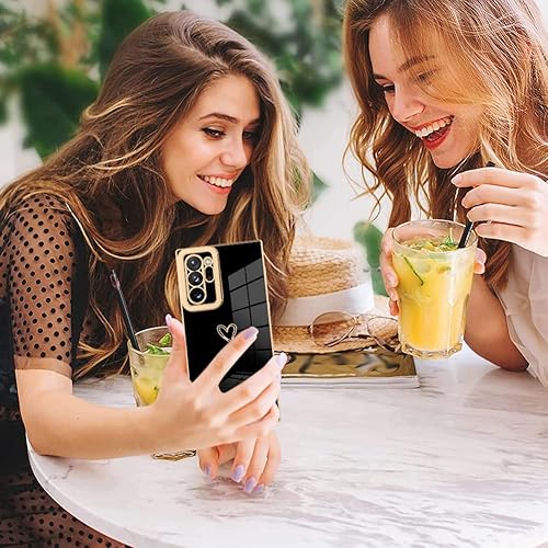 Miniatura 5 de AIGOMARA Funda compatible con Samsung Galaxy Note 20 Ultra con diseño de corazón, cubierta negra, protección a prueba de golpes, antiarañazos, TPU