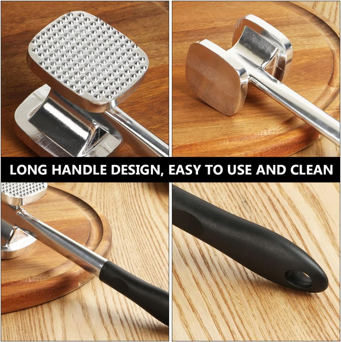 SOLUSTRE Double Sided Meat Hammer Aluminum Alloy Kitchen Tenderizer for Steak Beef Chicken More Versatile Cooking Tool for Home Restaurant Use Easy to Store Non Slip Design