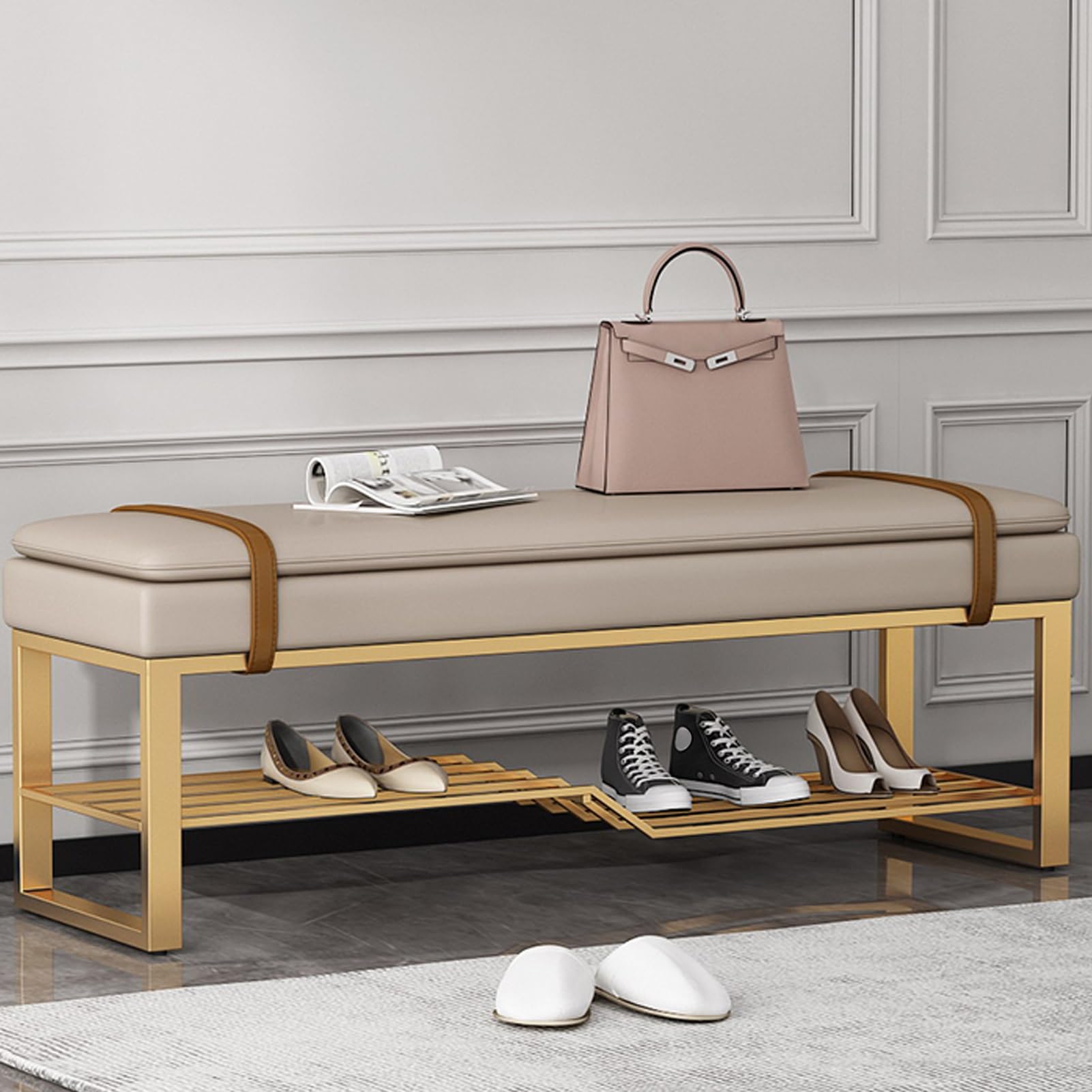 Banc de rangement à chaussures avec coussin confortable