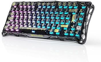 GravaStar Mercury K1 Lite QWERTZ Mechanisch Tastatur(DE Layout), 75% Gaming Tastatur Kabellos Tri-Mode(2,4GHz/Bluetooth/Kabel)，Hot Swap Gamer Tastatur, RGB Beleuchtung - Transparentes Schwarz