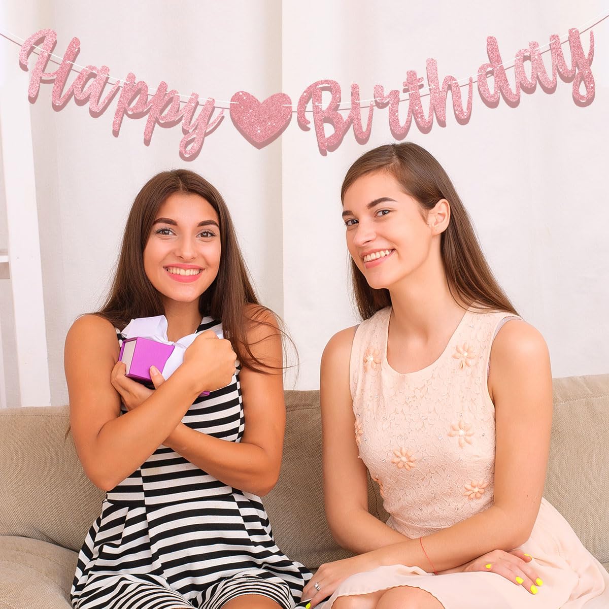Banderines de feliz cumpleaños para mujeres y niñas, decoraciones de fiesta de cumpleaños, guirnalda de letras colgantes grandes, suministros de fiesta
