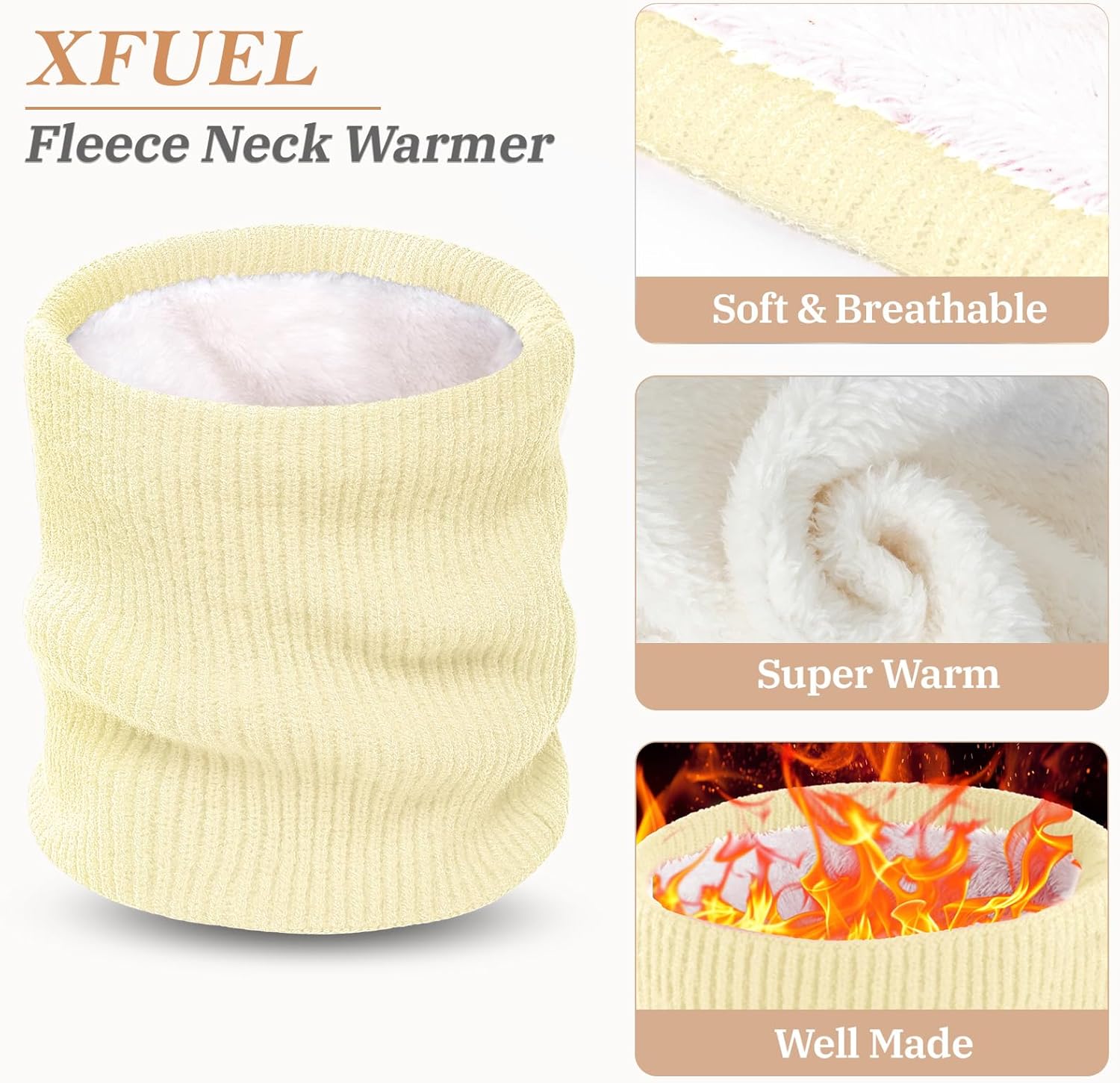 Fleece Lined Neck Warmer Gaiter for Men Women Winter Knitted Face Scarf Ski Neck Cover for Cold Weather - Image 3