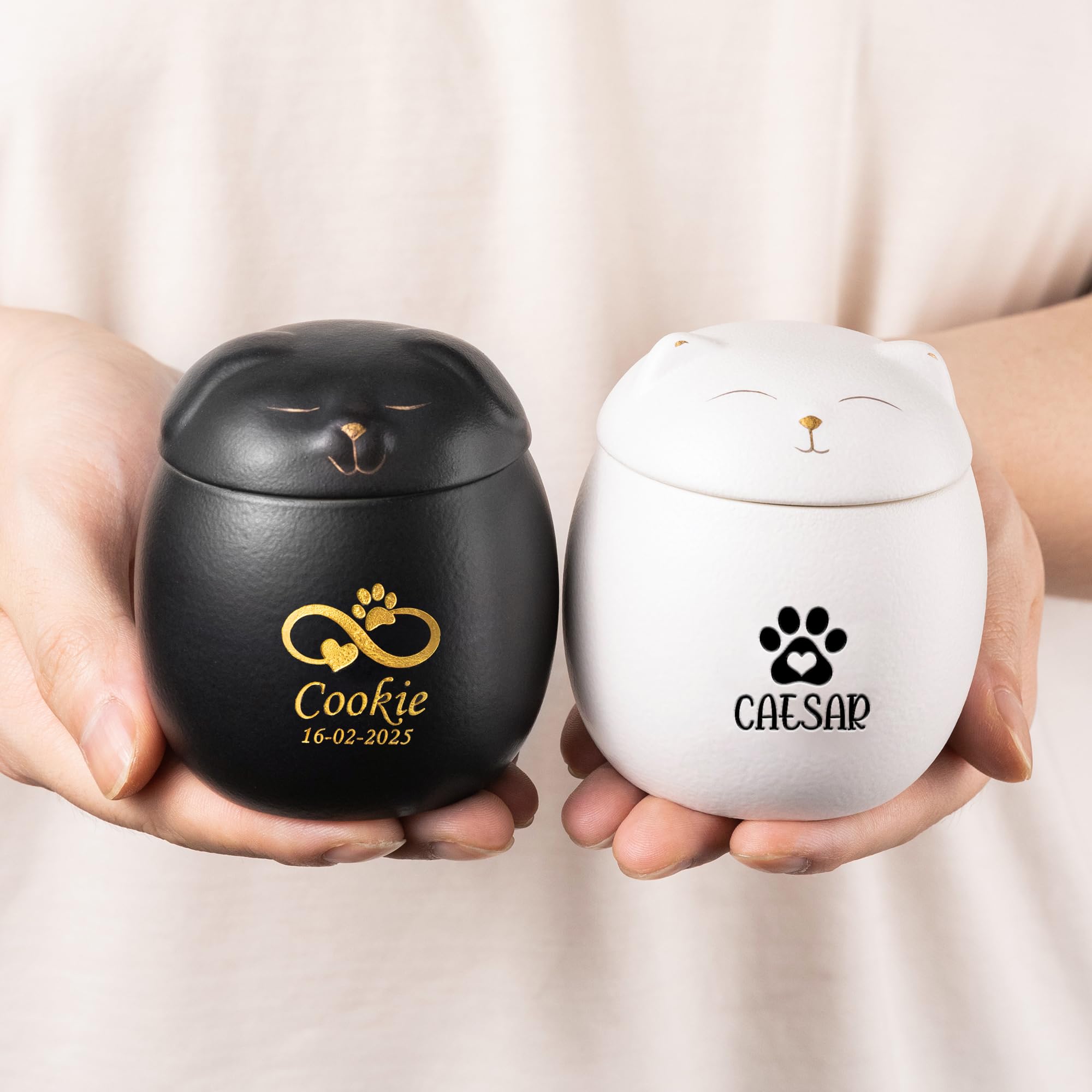 callie Personalised Pet Cremation Urn, Custom Engraving Dog Cat Ceramic Ashes Keepsake, Sympathy Gift, 160 ml 500 ml