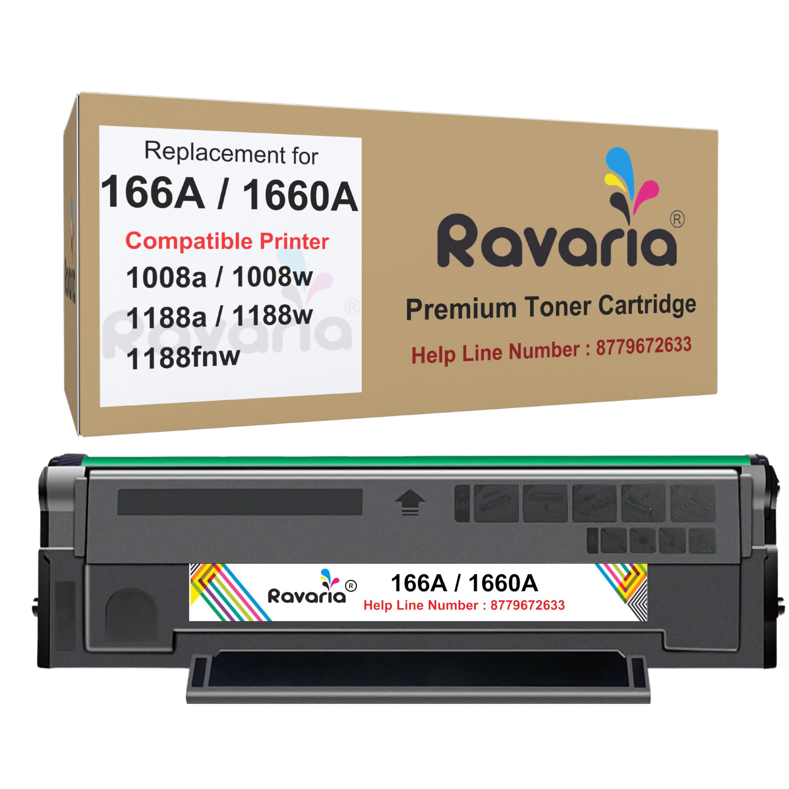 Ravaria W1660A Compatible Toner Cartridge Replacement for HP 166A - for HP Laser 1008a 1008w 1188a 1188w 1188fnw Printer With Chip (Pack of 1)