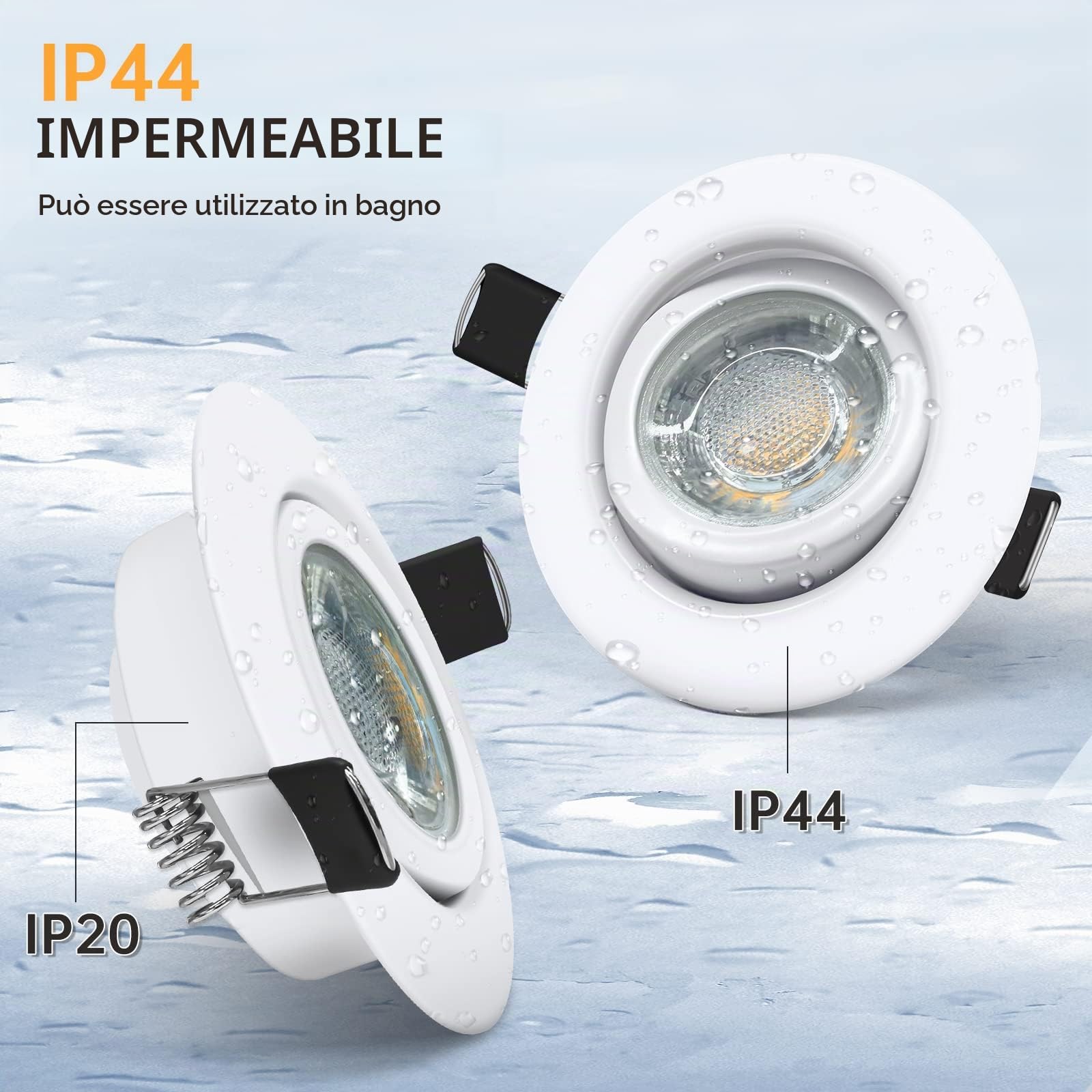 wowatt IP44 Faretti LED da Incasso per Cartongesso Bianco Dimmerabili 7W | Faretti LED Soffitto Incasso Orientabili Luce Caldo 2800K 700LM 230V per Bagno, Diametro Foro 68mm - 75mm, Set di 5