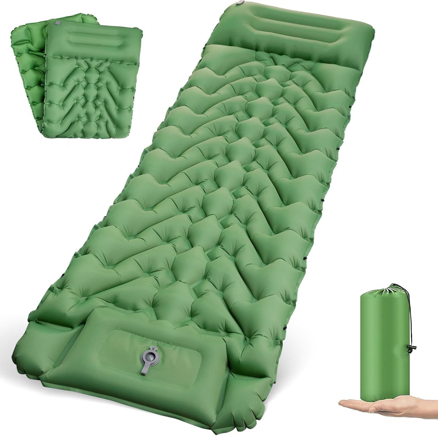 BITIWEND Camping Mat Ultralight Self Inflating Sleeping Mat with Builtin Foot Pump and Pillow