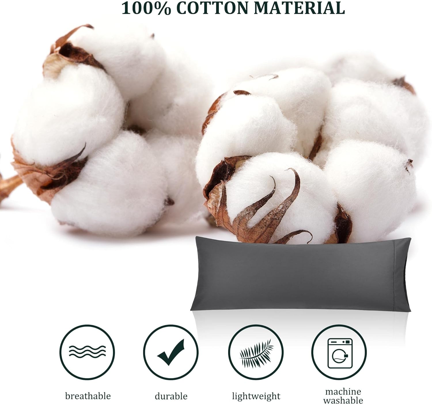 Buy PiccoCasa Body Pillow Cover, 20 x 55 Super Soft Cotton Bolster