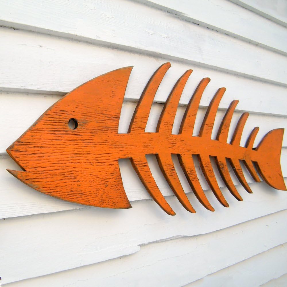 Wooden Fish Bones Cut Out Fish Skeleton Wall Art