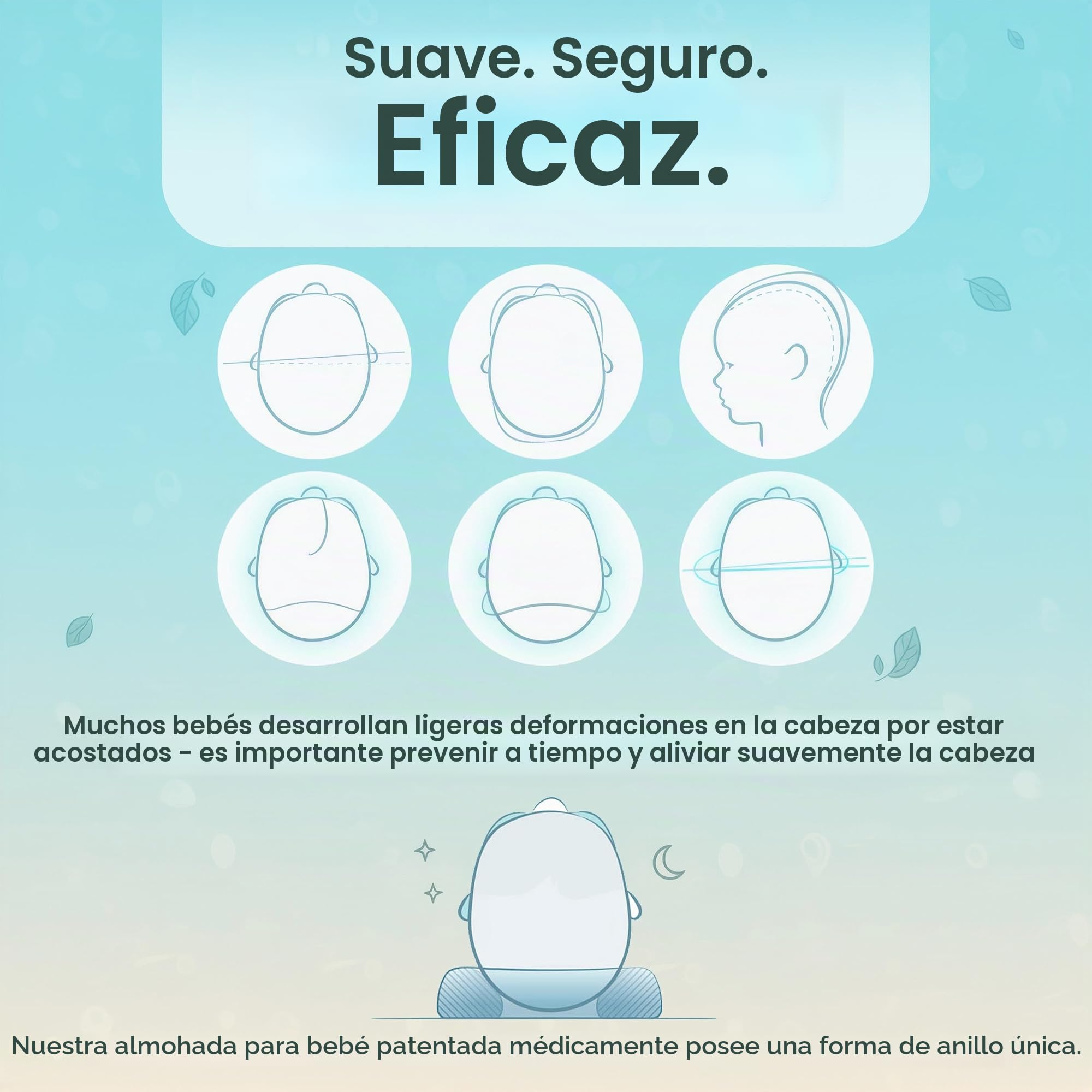 Kluba Medical Medibino® - Cojín de prevención contra plagiocefalia para Ropa de Cama Blanco/Gris