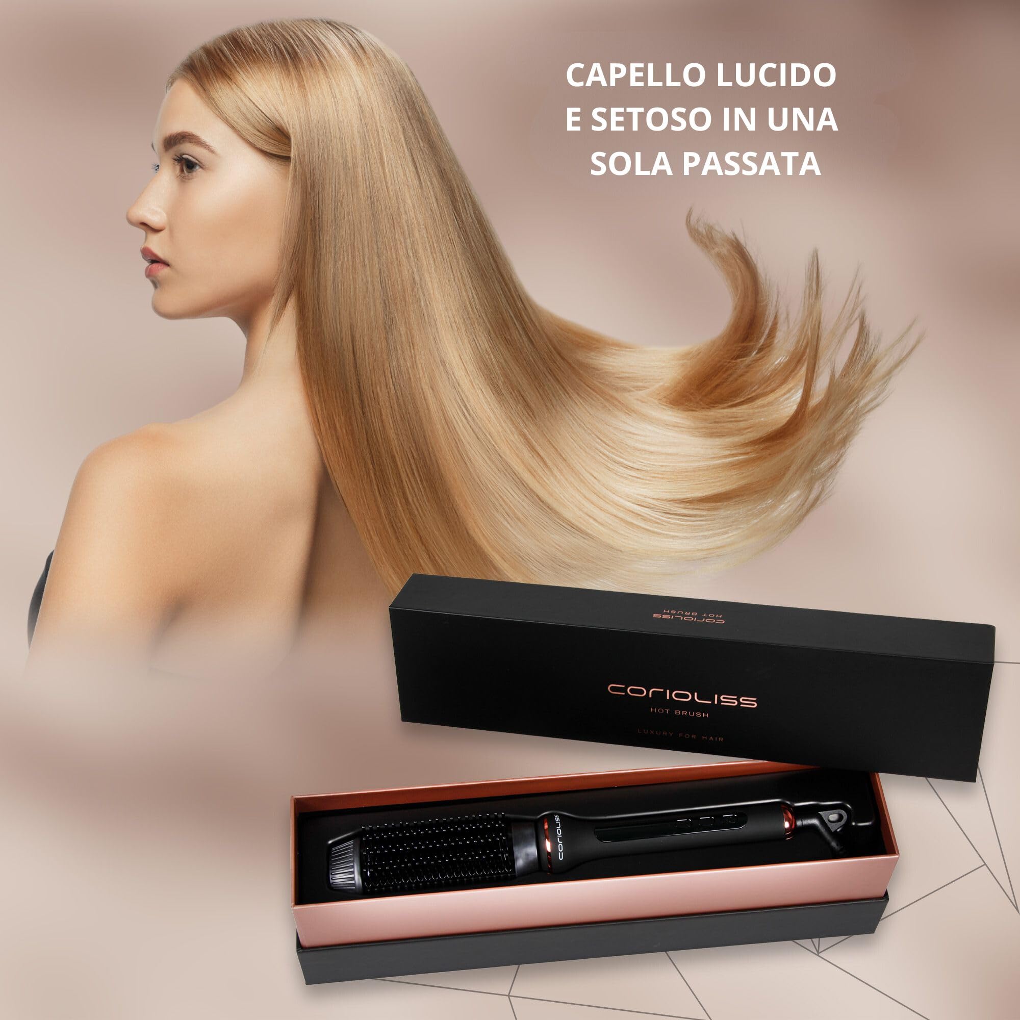 Corioliss Spazzola elettrica per capelli I Hot Brush I anticrespo Controllo della temperatura da 80º a 210º I Ceramica ionica Spegnimento automatico