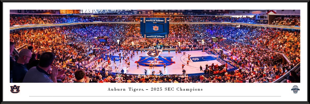 Auburn Basketball, 2025 SEC Champions - Double Mat, Deluxe Framed Print by Blakeway Panoramas