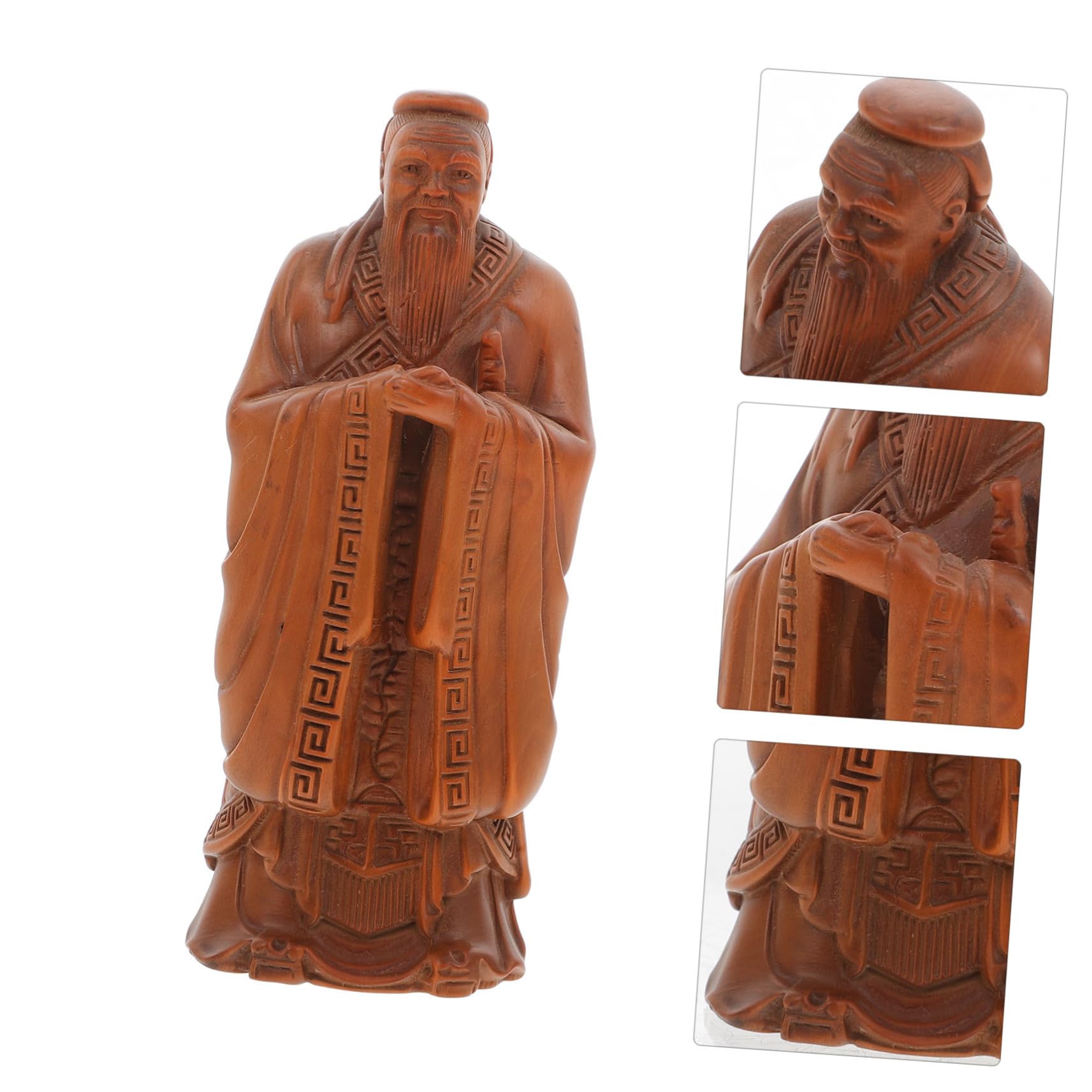 Amazon.co.jp: Garneck 木彫りの孔子像 置物 装飾品 卓上 デスクグッズ