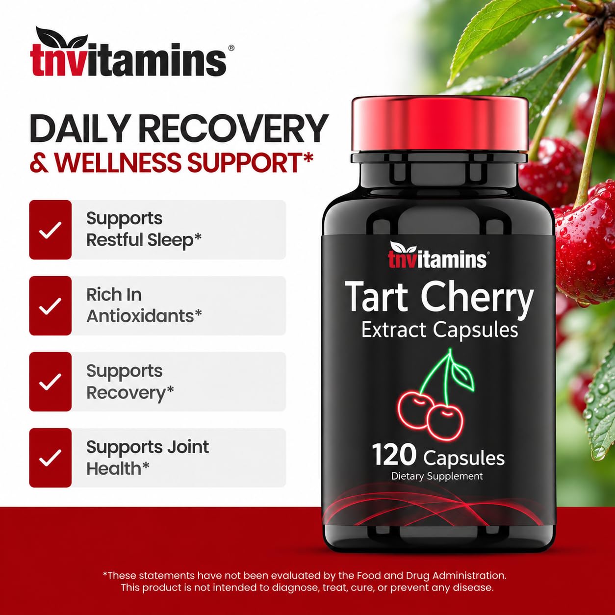 Tart Cherry Capsules (240 mg of 10:1 Extract - 120 Count) | From Montmorency Cherries | Provides Antioxidants, Anthocyanins, & More | Tart Cherry For Sleep and Recovery | Non-GMO, Made in the USA! — Amazon image 4