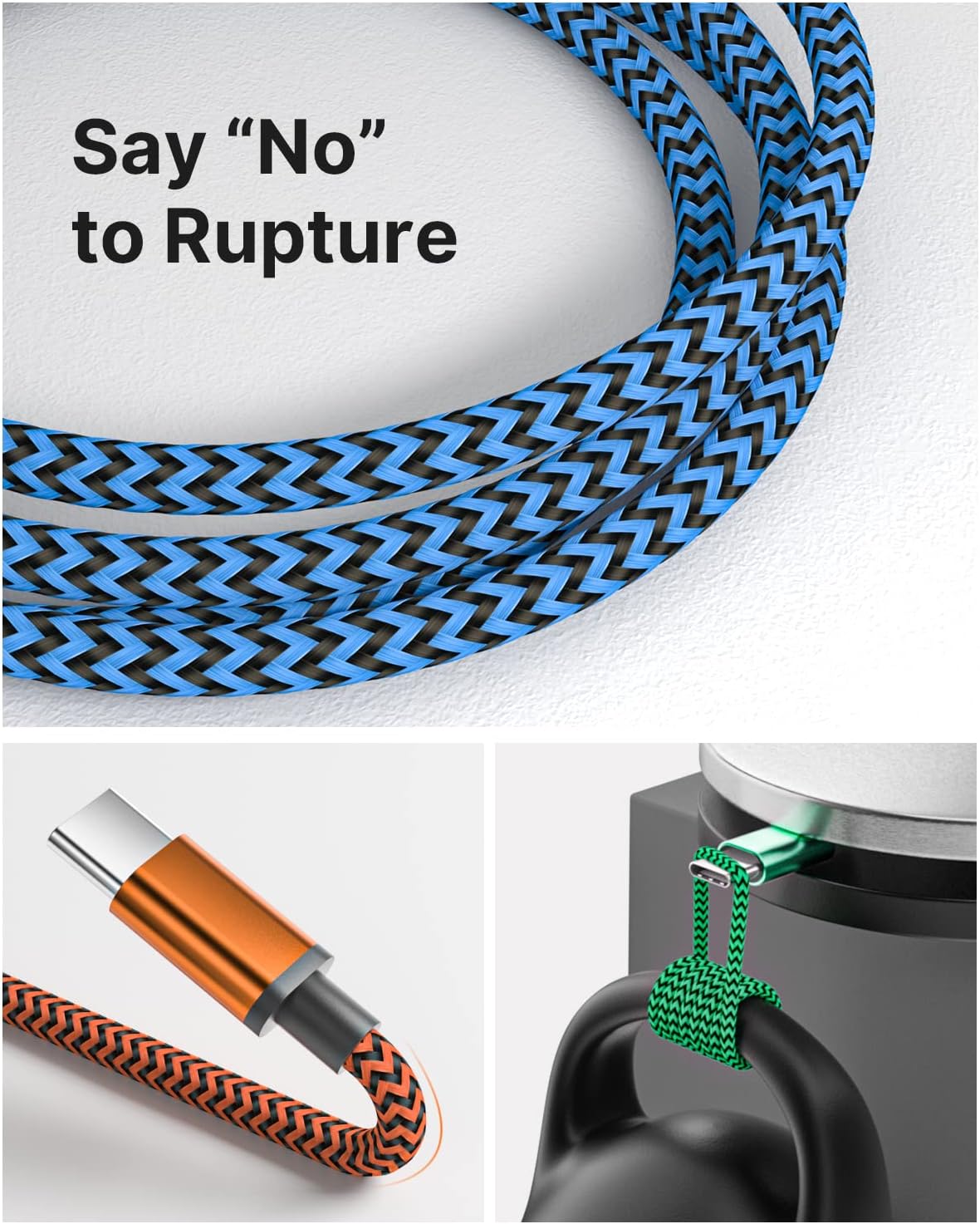 Aioneus USB A to Type C Charger Cable 10ft 3Pack, Long USB C Fast Charging Cord Braided for Samsung Galaxy S22 S21 S20 S10 S9 A03s A12 A13 A20 A21 A32 A42 A50 A51 A53 A71 S10e A10e, Moto G7 G6, LG