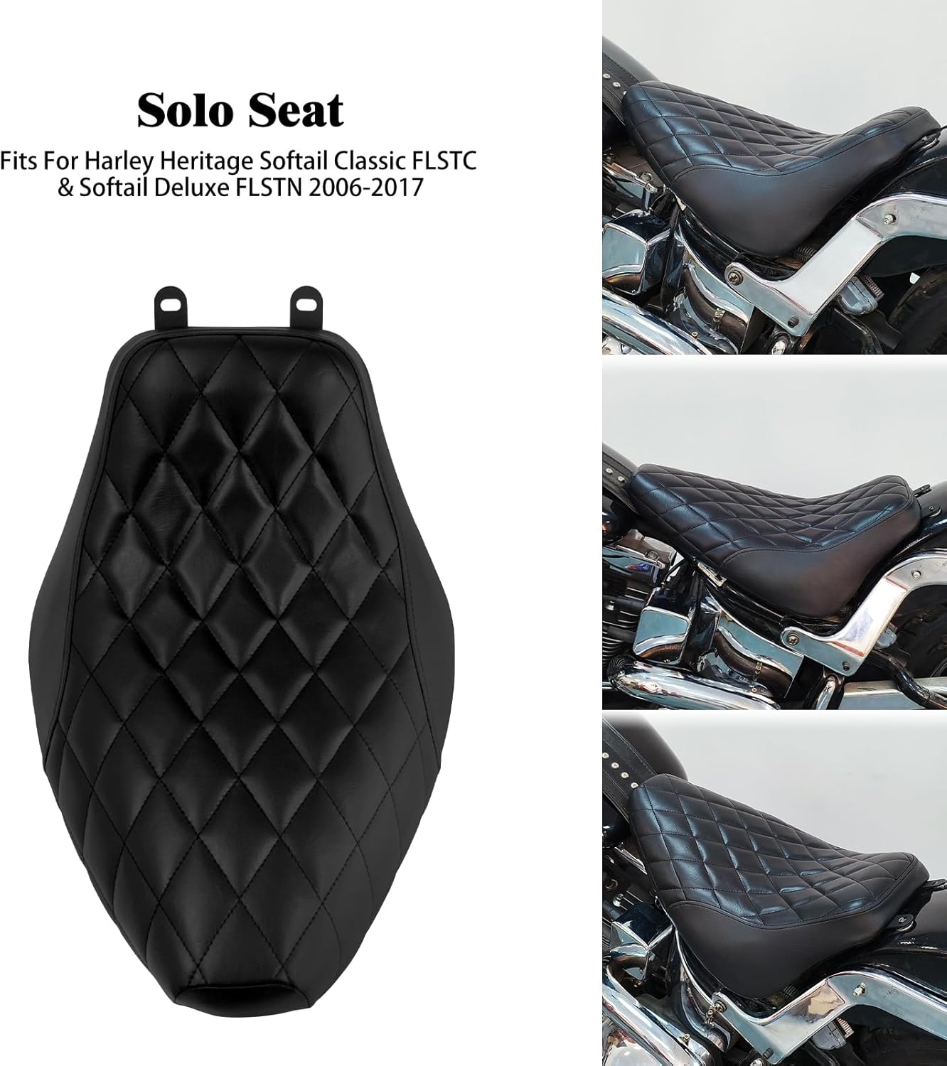 Motorcycle Driver Seat Pillion Seat Fit For Harley Softail Heritage Classic FLSTC Softail Deluxe FLSTN 2006-2017, Front Driver Cushion Solo Seat fit for Harley Softail Driver Seat Black