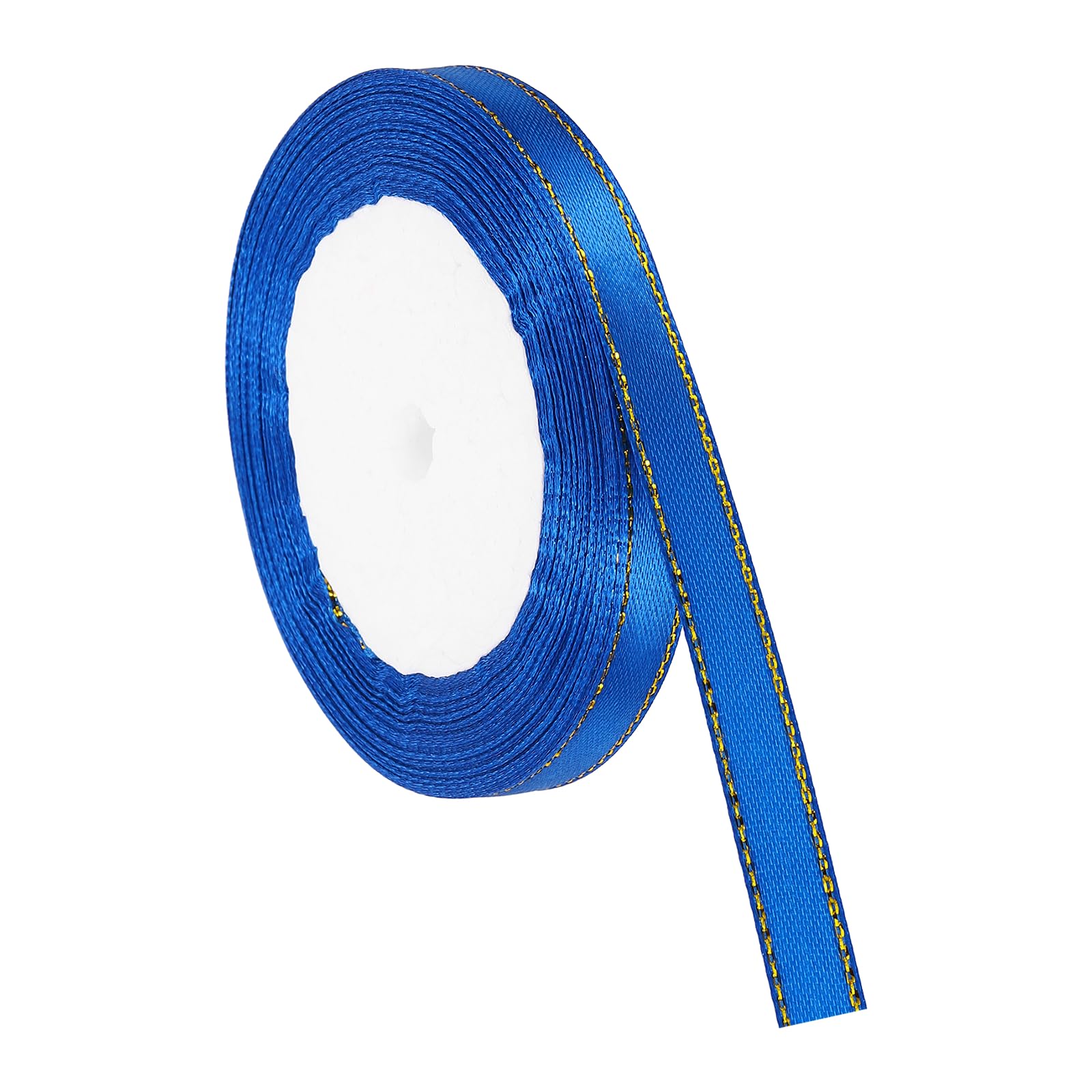 PATIKIL 3/8 Inch x 24 Yards Satin Ribbon with Gold Edge, Double Face Polyester Satin Ribbon for Gift Wrapping DIY Crafts, Floral Bouquets, Hair Bows, Sewing Projects, Cobalt Blue