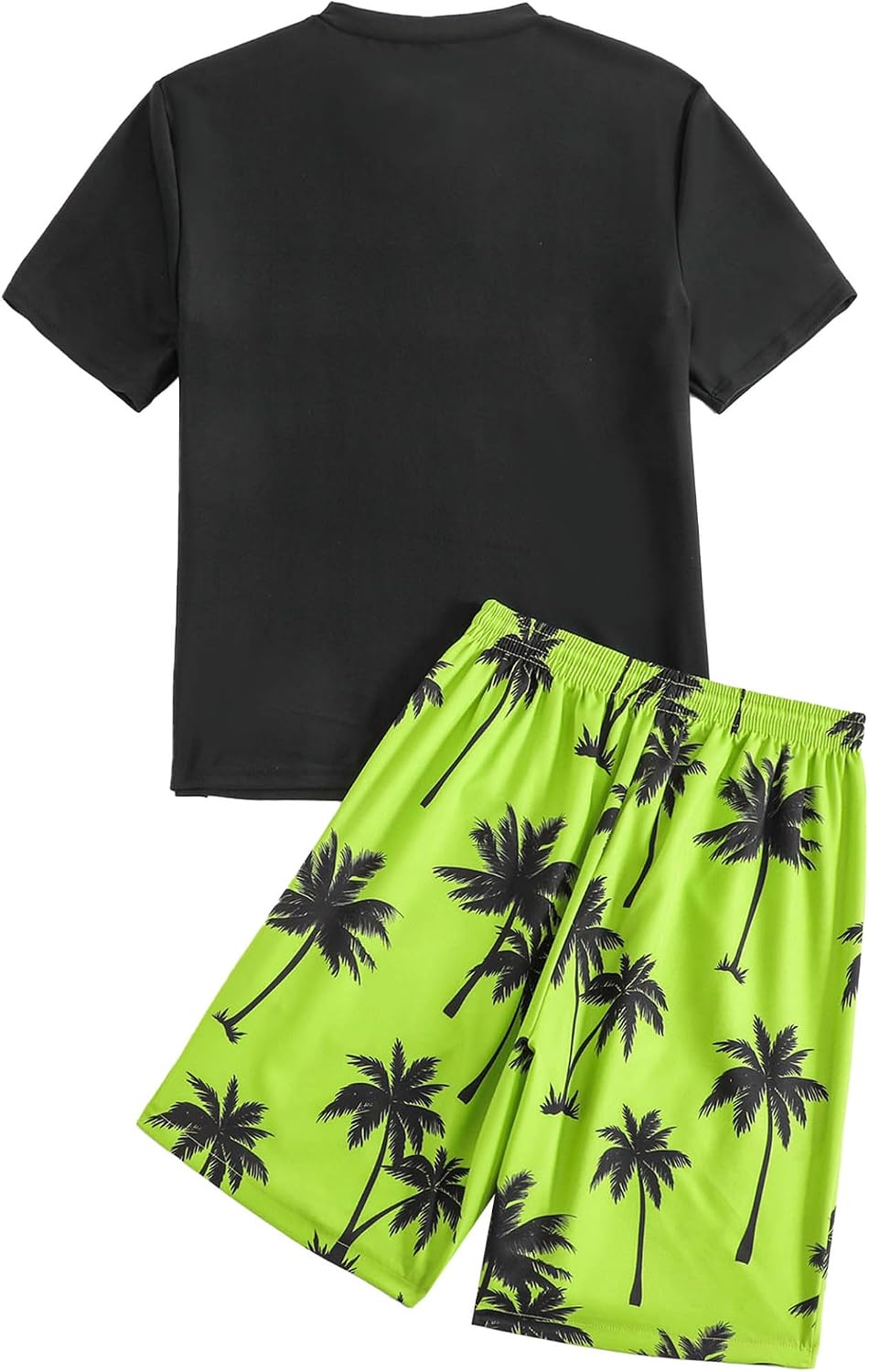 Kids Boys 2-Piece Coconut Tree Print Bathing Suit Sun Protection Swimwear Summer Beach Swimsuit