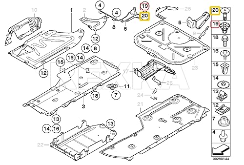 Miniatura 5 de Rexka Juego de 20 pasadores y ojales para panel basculante para BMW E90 E91 E92 E93 E88 E81 E82 E87 E06 F12 F1 X1 X6 07147122913 07147122912