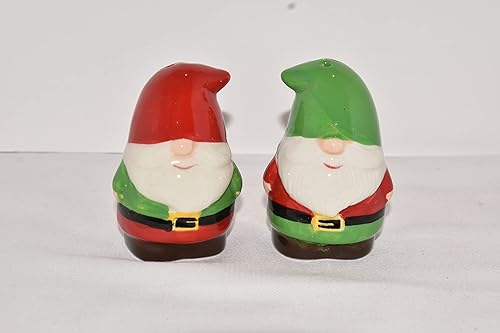 Miniatura 2 de Nuevo juego de salero y pimentero de cerámica de gnomo de Papá Noel de 3 pulgadas