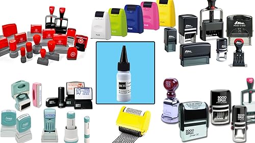 Miniatura 2 de BCH - Tinta de repuesto para sellos preentintados color negro, para sellos de rodillo o almohadillas de gel de goma, 0.7 fl oz