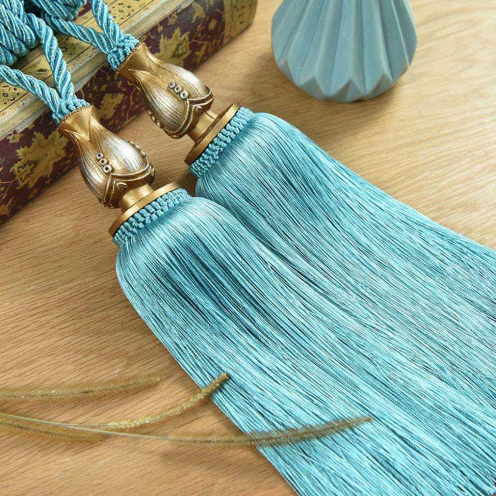 Curtain Tassel Tiebacks, European Retro Curtain Tassel Pendant Elegant Window Drapery Tieback Rope for Living Room Bedroom Decoration Holdback(Blue)
